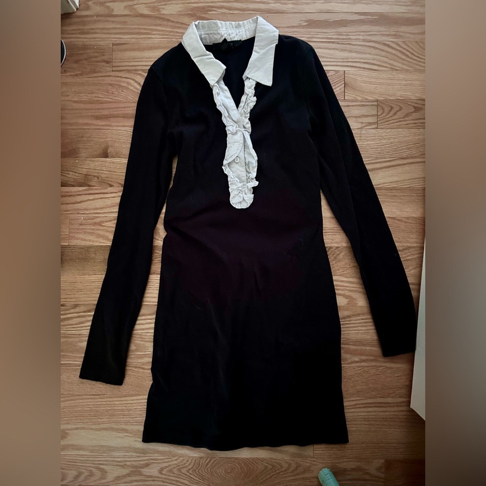 Forever 21 Black and White Sheath Dress with Notched Collar